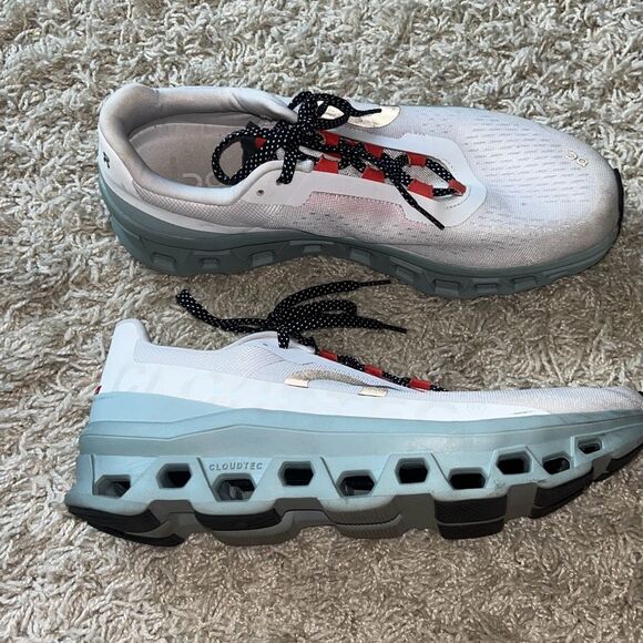 On Cloud Mens CLOUDMONSTER Running Shoes in Frost Surf Size US 12 - Picture 9 of 14